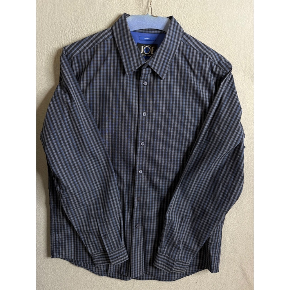 JOE‎ Joseph Abboud Dress Shirt Men's Large Slim Fit Plaid Long Sleeve